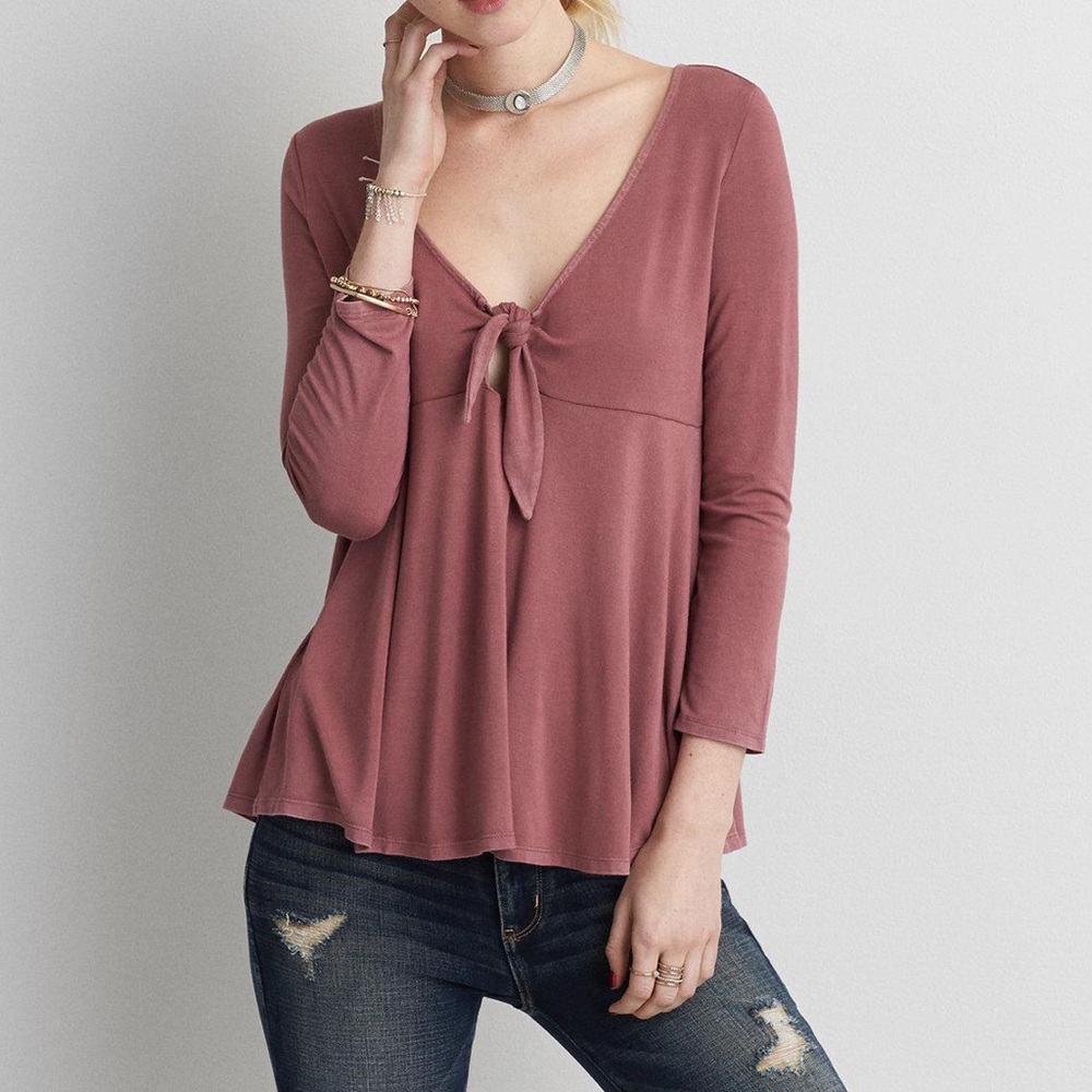 AE Soft & Sexy Tie Front Top